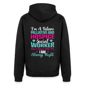 Je suis un futur travailleur social en soins palliatifs - Veste à capuche bio Premium Unisexe - noir - Dos - Nico (187cm)
