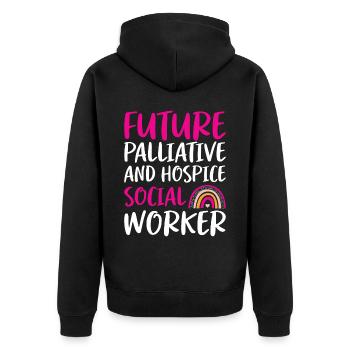 Futur travailleur social en soins palliatifs - Veste à capuche bio Premium Unisexe - noir - Dos - Nico (187cm)