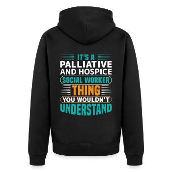 Travailleur social en soins palliatifs et en soins palliatifs - Veste à capuche bio Premium Unisexe - noir - Dos - Nico (187cm)