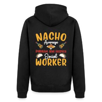 Nacho Travailleur moyen en soins palliatifs - Veste à capuche bio Premium Unisexe - noir - Dos - Nico (187cm)