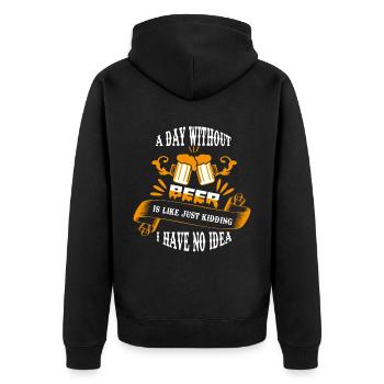 Bier Sprüche Festival Après Ski Party Mallorca - Unisex Premium Bio Zip Hoodie - Schwarz - Hinten - Nico (187cm)