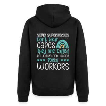 Some Superheroes Do Not Wear Capes - Unisex Premium Organic Zip Hoodie - black - Back - Nico (187cm)