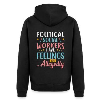 Les travailleurs sociaux politiques ont des sentiments - Veste à capuche bio Premium Unisexe - noir - Dos - Nico (187cm)