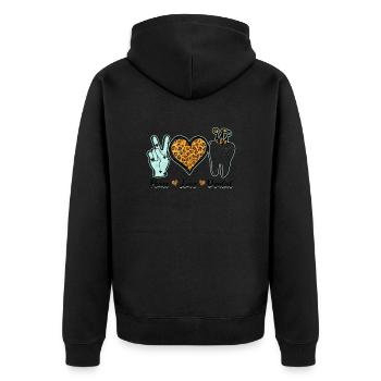Peace Love Dental - médecin - Veste à capuche bio Premium Unisexe - noir - Dos - Nico (187cm)