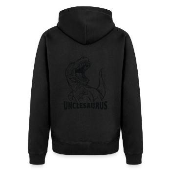 Unclesaurus Uncle Saurus Dinosaur - prehistoric - Unisex Premium Organic Zip Hoodie - black - Back - Nico (187cm)