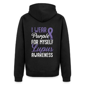 Je porte du violet pour moi-même Lupus Awareness Disease - Veste à capuche bio Premium Unisexe - noir - Dos - Nico (187cm)