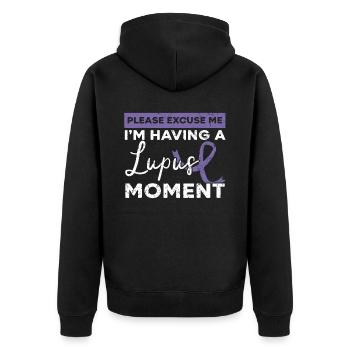 J’ai un moment de lupus Conscience du lupus - Veste à capuche bio Premium Unisexe - noir - Dos - Nico (187cm)
