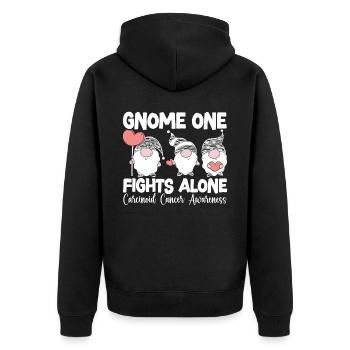 Gnome One Fights Alone Carcinoid Cancer Awareness - Unisex Premium Organic Zip Hoodie - black - Back - Nico (187cm)