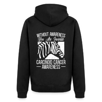 Zebra Stripes Karzinoid Krebs Aufklärung Unterstützung - Unisex Premium Bio Zip Hoodie - Schwarz - Hinten - Nico (187cm)