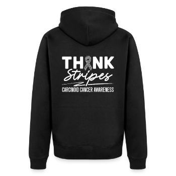 Denken Sie an Streifen Zebra Starker Karzinoidkrebs - Unisex Premium Bio Zip Hoodie - Schwarz - Hinten - Nico (187cm)