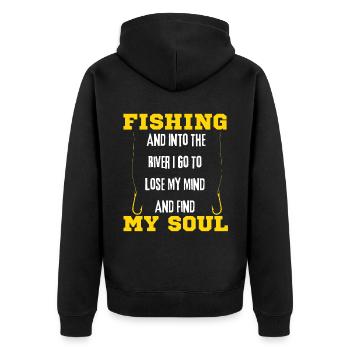 Fishing And Into The River I Go To Lose My Mind - Veste à capuche bio Premium Unisexe - noir - Dos - Nico (187cm)
