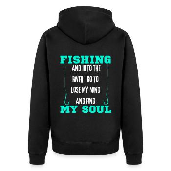 Fishing And Into The River I Go To Lose My Mind - Veste à capuche bio Premium Unisexe - noir - Dos - Nico (187cm)