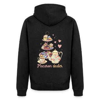Macaron Dealer | Bake Tshirt | Pastry lovers - Unisex Premium Organic Zip Hoodie - black - Back - Nico (187cm)