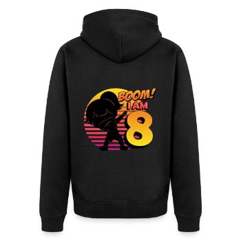 Boom J’ai 8 | Birthday Girl | Fête du 8ème anniversaire - Veste à capuche bio Premium Unisexe - noir - Dos - Nico (187cm)
