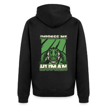 Crocodile Alligator - Unisex Premium Organic Zip Hoodie - black - Back - Nico (187cm)