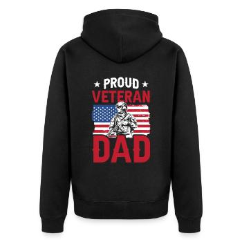 Proud Veteran Dad Father Father Day Daddy Sayings - Unisex Premium Organic Zip Hoodie - black - Back - Nico (187cm)