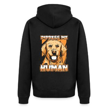 Golden Retriever - Unisex Premium Organic Zip Hoodie - black - Back - Nico (187cm)