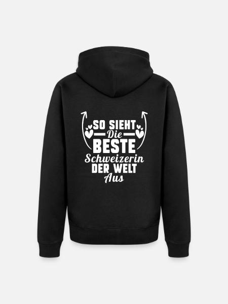 Schweiz Schweizerin - Unisex Premium Bio Zip Hoodie - Schwarz