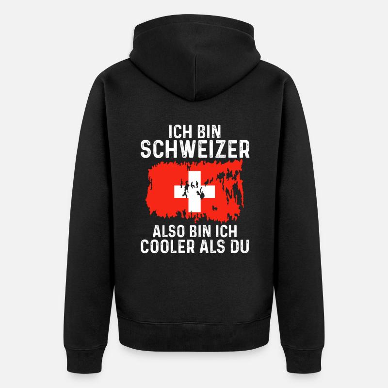 Schweiz Schweizer - Unisex Premium Bio Zip Hoodie - Schwarz