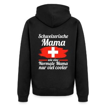 Schweizerin Schweizer Mama Schweiz Mutter - Unisex Premium Bio Zip Hoodie - Schwarz - Hinten - Nico (187cm)