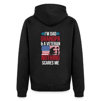Papa Opa Und Veteran Nichts Macht Mir Angst Vater - Unisex Premium Bio Zip Hoodie - Schwarz - Hinten - Nico (187cm)