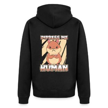 Hamster - Unisex Premium Bio Zip Hoodie - Schwarz - Hinten - Nico (187cm)