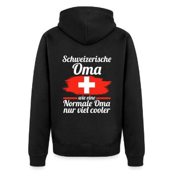Schweizerin Schweizer Oma Schweiz - Unisex Premium Bio Zip Hoodie - Schwarz - Hinten - Nico (187cm)