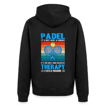 padel - It's Not Just A Hobby It's Therapy | Padel - Unisex Premium Organic Zip Hoodie - black - Back - Nico (187cm)