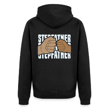 Stiefvater Stepdad Stiefpapa Vatertag - Unisex Premium Bio Zip Hoodie - Schwarz - Hinten - Nico (187cm)