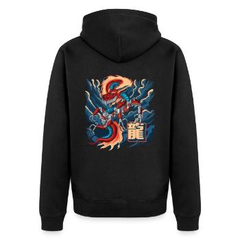 Cyborg Dragon Japanese Cyber-Punk Cyber-Aesthetic - Unisex Premium Organic Zip Hoodie - black - Back - Nico (187cm)