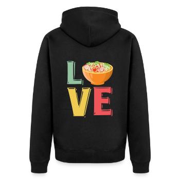 Lustige Spaghetti-Schüssel-Fleischbällchen FSM - Unisex Premium Bio Zip Hoodie - Schwarz - Hinten - Nico (187cm)