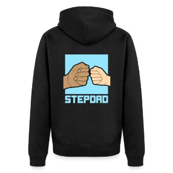 Stiefvater Stepdad Stiefpapa Vatertag - Unisex Premium Bio Zip Hoodie - Schwarz - Hinten - Nico (187cm)