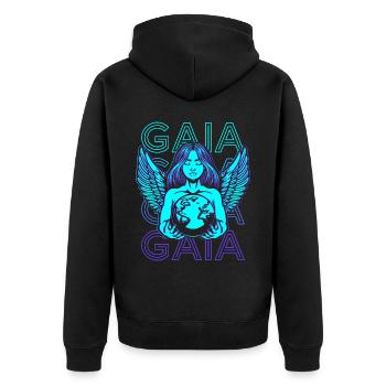 Gaia Griechische Göttin Mutter Erde Retro - Unisex Premium Bio Zip Hoodie - Schwarz - Hinten - Nico (187cm)