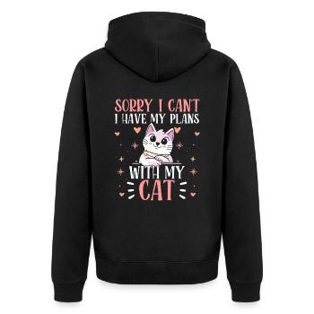I have plans with my cat sorry hobby team - Unisex Premium Organic Zip Hoodie - black - Back - Nico (187cm)