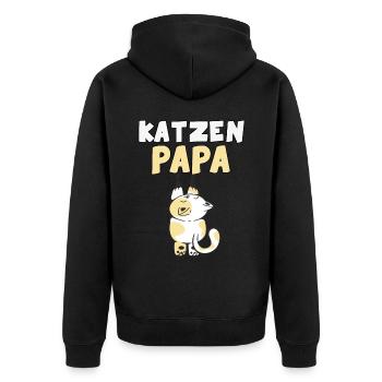 Katzen Papa Tiermotiv Katze - Unisex Premium Bio Zip Hoodie - Schwarz - Hinten - Nico (187cm)