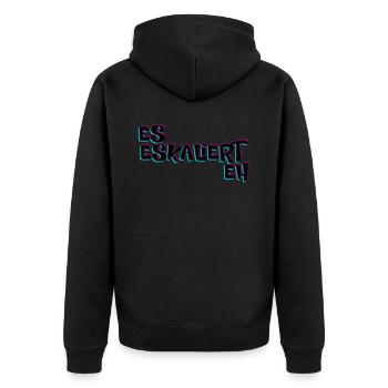 Es Eskaliert Eh Techno Rave - Unisex Premium Bio Zip Hoodie - Schwarz - Hinten - Nico (187cm)