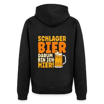 Schlagerparty Schlager Bier - Unisex Premium Bio Zip Hoodie - Schwarz - Hinten - Nico (187cm)