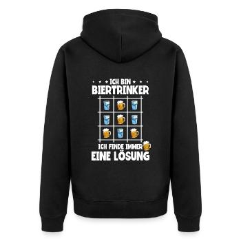 Ich bin Biertrinker Bier - Unisex Premium Bio Zip Hoodie - Schwarz - Hinten - Nico (187cm)