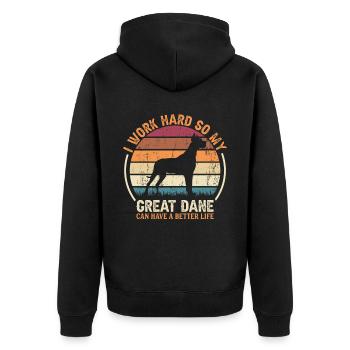 Travaillez dur - Retro Great Dane - Veste à capuche bio Premium Unisexe - noir - Dos - Nico (187cm)