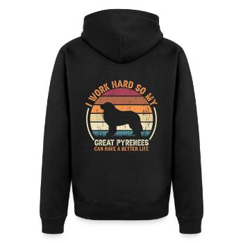 Travaillez dur - Retro Great Pyrenees - Veste à capuche bio Premium Unisexe - noir - Dos - Nico (187cm)