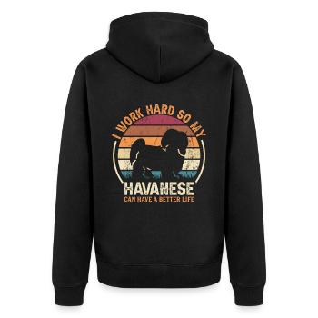 Travail acharné - Retro Havanese - Veste à capuche bio Premium Unisexe - noir - Dos - Nico (187cm)