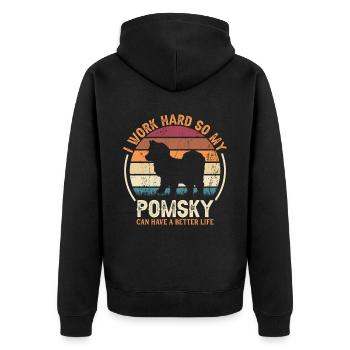 Travaillez dur - Retro Pomsky - Veste à capuche bio Premium Unisexe - noir - Dos - Nico (187cm)