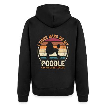 Travaillez dur - Retro Poodle - Veste à capuche bio Premium Unisexe - noir - Dos - Nico (187cm)