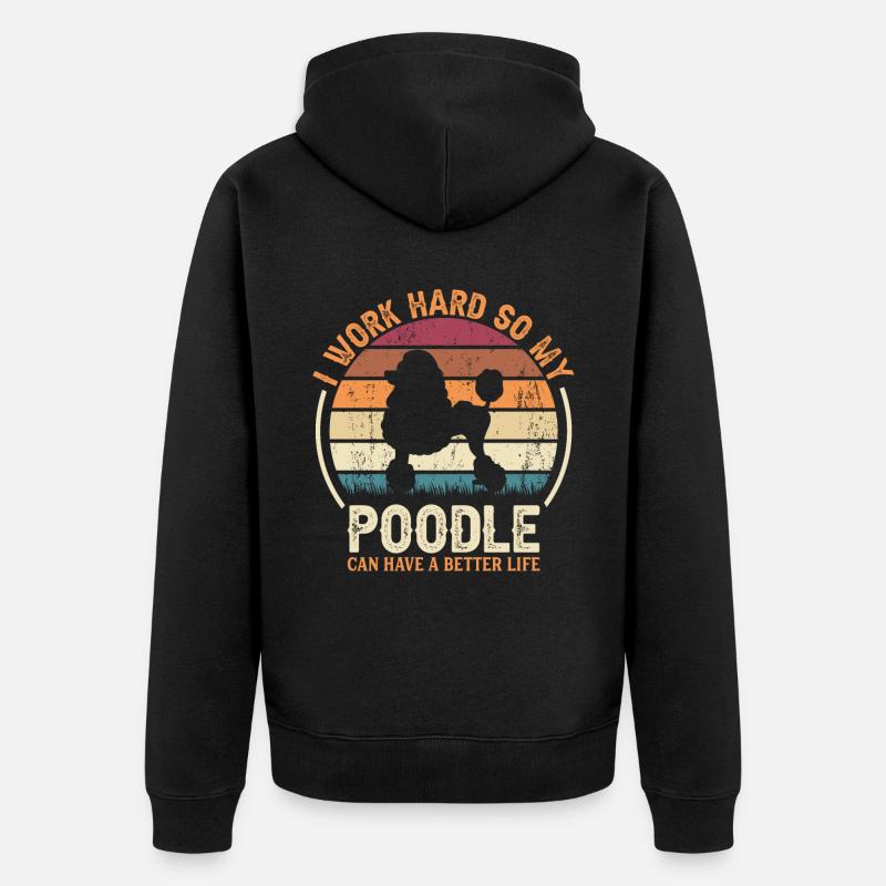 Travaillez dur - Retro Poodle - Veste à capuche bio Premium Unisexe - noir
