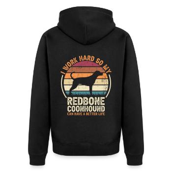 Travailler dur - Retro Redbone Coonhound - Veste à capuche bio Premium Unisexe - noir - Dos - Nico (187cm)