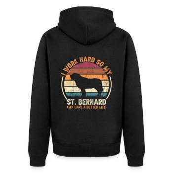 Arbeit Hart Arbeiten - Retro St. Bernard - Unisex Premium Bio Zip Hoodie - Schwarz - Hinten - Nico (187cm)