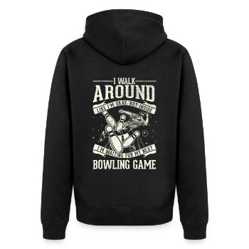 I'm going okay - bowling - Unisex Premium Organic Zip Hoodie - black - Back - Nico (187cm)