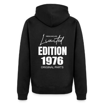 Édition limitée 1976 - Veste à capuche bio Premium Unisexe - noir - Dos - Nico (187cm)