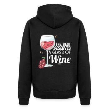 Weintrauben Weinglas Alkohol - Unisex Premium Bio Zip Hoodie - Schwarz - Hinten - Nico (187cm)