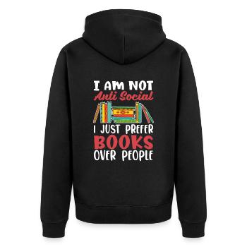 Je préfère les livres simples aux gens - Veste à capuche bio Premium Unisexe - noir - Dos - Nico (187cm)